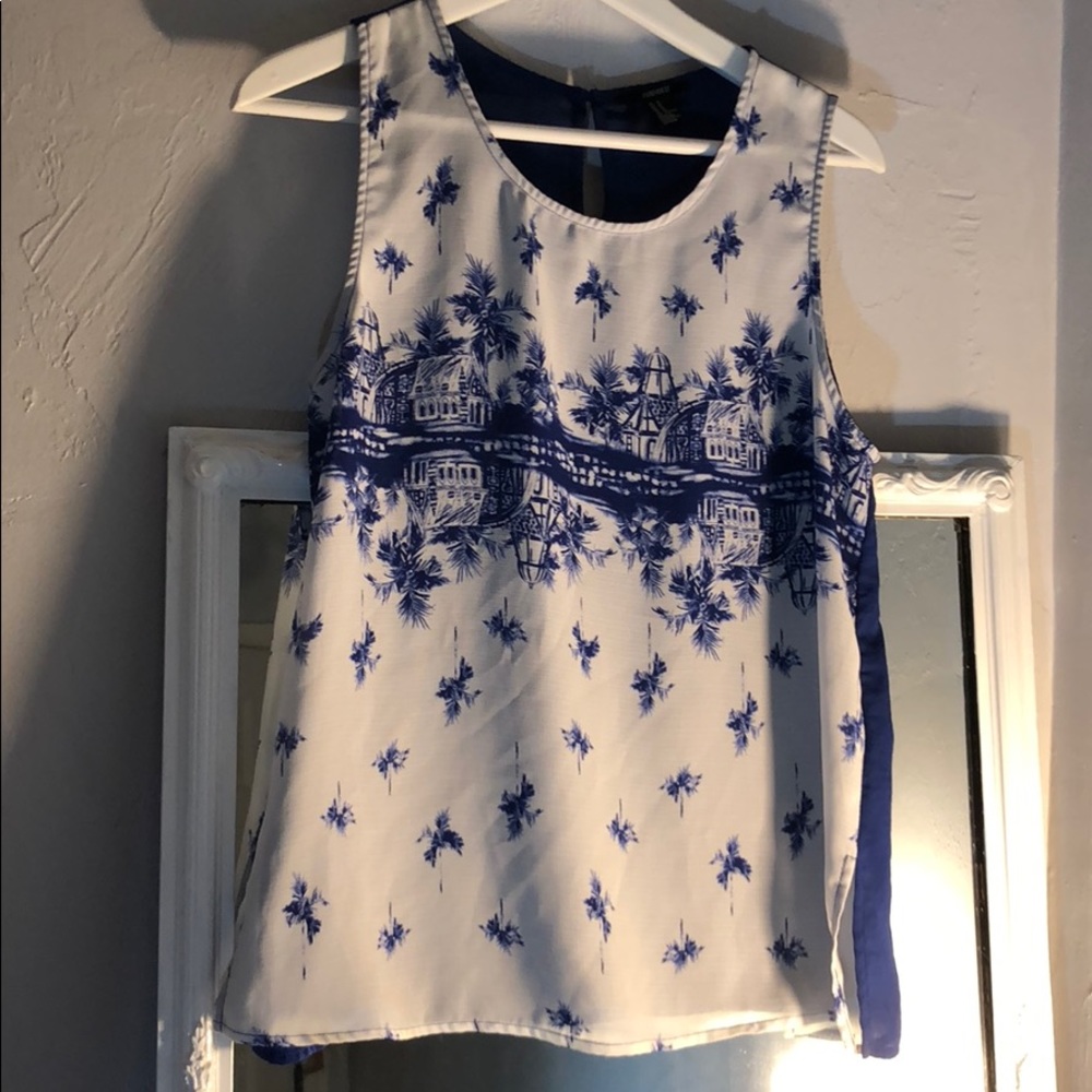 BLUE DESIGN CHIFFON BLOUSE
